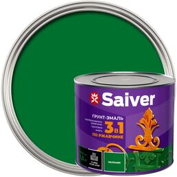Грунт-эмаль 3 в 1 Saiver гладкая цвет зеленый 1.8 кг