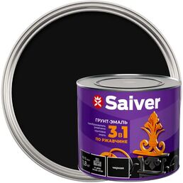 Грунт-эмаль 3 в 1 Saiver гладкая цвет черный 1.8 кг