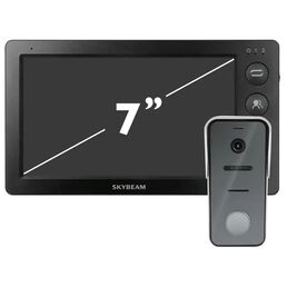 Комплект видеодомофона Skybeam 94705MA+ 94208- 600TVLBL 7" цвет черный