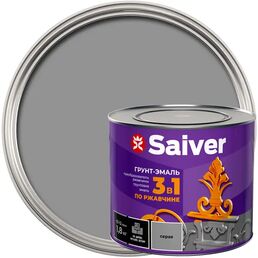 Грунт-эмаль 3 в 1 Saiver гладкая цвет серый 1.8 кг