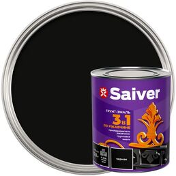 Грунт-эмаль 3 в 1 Saiver гладкая цвет черный 0.8 кг