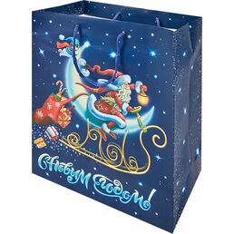 Пакет подарочный «Дед Мороз» 32.4x26 см цвет разноцветный