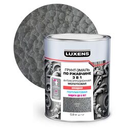 Грунт-эмаль по ржавчине 3 в 1 Luxens молотковая цвет серый 0.9 кг