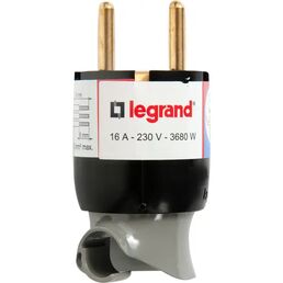 Вилка с заземлением Legrand Элиум поворотный механизм 230 В цвет чёрный