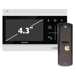 Комплект видеодомофона Skybeam 94403FA& 94201- 600TVLBL 4.3" цвет черный