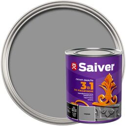 Грунт-эмаль 3 в 1 Saiver гладкая цвет серый 0.8 кг
