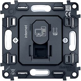 Механизм компьютерной розетки Ambrella Volt RJ-45 (8P8C) CAT6 1000 Base-T с автоматической защитной шторкой QUANT VM188