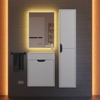 Мебель для ванной комнаты Uperwood Modul 50 см подвесная, с дверцей, матовая белая, графит