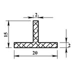 Профиль Т-образный алюминий 20x15x2x2000 мм серый