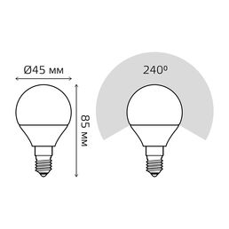 Лампа Gauss LED Elementary Шар 12W 880lm E14 3000K 1/10/100