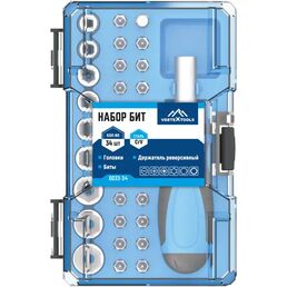 Отвертка с набором бит Vertextools 0033-34, 34 предмета