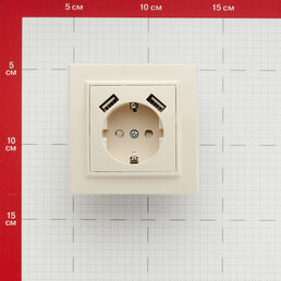 Розетка EKF Минск встраиваемая бежевая с 2хUSB-А (ERR16-028-200-2USB)