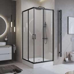 Душевой уголок BelBagno Uno 90х90 UNO-195-A-2-90-C-NERO стекло прозрачное, профиль черный, без поддона