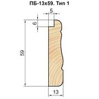 Багетный погонаж деревянный сращенный тип 1 13x59x2200 мм хвоя Экстра