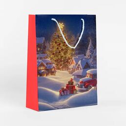 Пакет подарочный Зимняя ночь 36x26 см цвет красно-синий