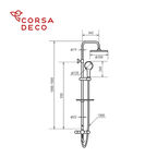 Душевая система Corsa Deco AX с верхним душем с лейкой со смесителем черная (SSFAX250SB)