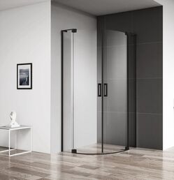 Душевой уголок Cezares Slider 90х90 SLIDER-R-2-80/90-C-NERO без поддона, стекло прозрачное, профиль черный матовый