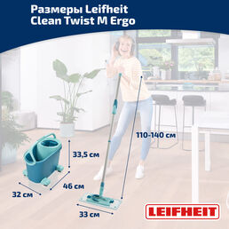 Комплект для влажной уборки Leifheit Clean Twist M Ergo швабра и ведро на колесиках