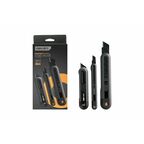 DELI Набор технических ножей "Home Series Black" HT4003 (ножи 9мм+18мм+Т-образный), эксклюзивный дизайн, корпус из высококачественного soft touch пластика 123286