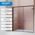 Душевая дверь в нишу 170х195 см. Квадро стекло прозрачное, профиль черный, покрытие Антикапля (Easy Clean)