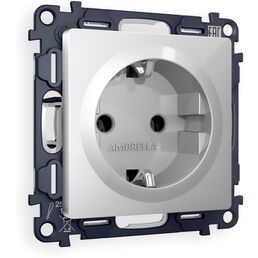Комплект механизма Ambrella Volt электрической розетки ALFA MA406010 Серебро глянец с заземлением на винтовых зажимах 2P+E 16A-250V QUANT