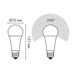 Светодиодная лампа Gauss LED Elementary A67 30W E27 4100K 1/10/50