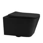 Комплект подвесного унитаза с инсталляцией Abber Rechteck AC1201MB-AC0105-AC0120MMG безободковый, крышка с микролифтом, черный матовый, кнопка золото