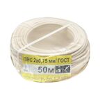 Провод Камкабель ПВС 2x0.75 50 м ГОСТ цвет белый