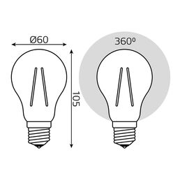 Лампа Gauss LED Filament A60 E27 8W 780lm 4100К 1/10/40