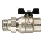 Кран шаровой латунный Stout SVB 1 1/4 ВР(г) х 1 1/4 НР(ш) полнопроходной бабочка со сгоном прямой (SVB-0007-200032)