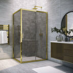 Душевой уголок Vegas-Glass ZP+ZPV TUR+NOVO 105x85 ZP+ZPV TUR NOVO 105*85 09 07 профиль золото глянцевое, стекло графит