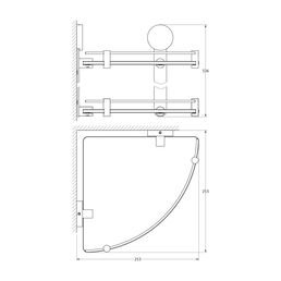Полка угловая 2-х ярусная 26 cm (матовое стекло; хром) ARTWELLE HAR 040