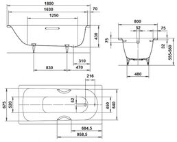 Стальная ванна Kaldewei Saniform Plus 180x80 1128.0001.3001 С покрытием Easy Clean 180x80