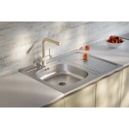 Мойка для кухни накладная левая с крылом S-220 60x80 см глубина чаши 14 см нержавеющая сталь