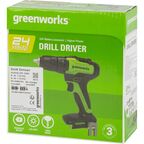 Дрель-шуруповерт аккумуляторная бесщеточная Greenworks GD24DD35 3704007, 24 В Li-Ion, без АКБ и ЗУ
