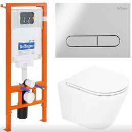 Комплект 3 в 1 BelBagno Унитаз TRE BB8001CHR/SC+Система инсталляции BB002-80+Кнопка BB005-PR-CH