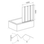 Ширма на ванну Screen складная 100x140 см прозрачное стекло профиль хром