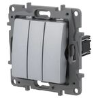 Выключатель трёхклавишный - Legrand Etika - 10А 250В винтовые зажимы - алюминий