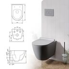 Комплект инсталляция с унитазом AM.PM Struktura Pulse Flash Clean с клавишей, безободковый, с микролифтом, цвет серый