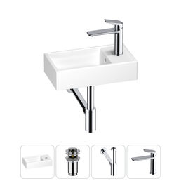 Раковина Wellsee WC Area 202010463 40х22 с донным клапаном, сифоном и смесителем (цвет набора хром)