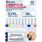 Набор сверл спиральных XCAN для печатных плат 1,1 - 2,0 мм, 10 шт.