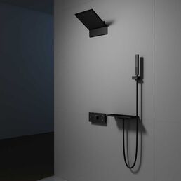 Встраиваемая душевая система Vincea Futura VSFW-2F11TMB с термостатом и изливом, черная матовая
