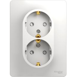 Розетка двойная с заземлением и шторками (белый) Systeme Electric Glossa GSL000126