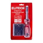 Отвертка с набором бит Elitech 290001, 54 предмета