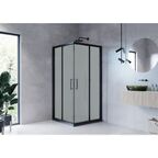 Душевой уголок Март Квадро Black квадратный 90x90 см черный профиль матовое стекло раздвижной