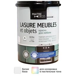 Краска для мебели Maitre Deco Lasure полуглянцевая цвет белый 0.9 л