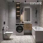 Комплект инсталляция с унитазом Cersanit Carina 68173, безободковый с микролифтом, клавиша XL цвет черный матовый