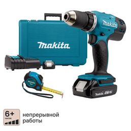 Дрель-шуруповерт аккумуляторная Makita DDF453SYE, 18 В Li-ion 2x1.5 Ач