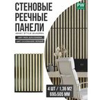 Стеновые панели реечные, декоративные рейки на стену, Дуб сонома / черная основа, 690х505 мм, 4 шт, PLASTWOOD