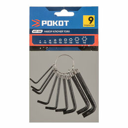Набор ключей TORX РОКОТ, 9 предметов/ набор имбусовых ключей/ набор шестигранников